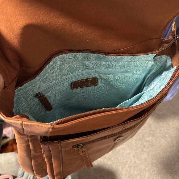 The Sak Ventura Convertible Brown Leather Backpack with Floral Emboss - Picture 2 of 5